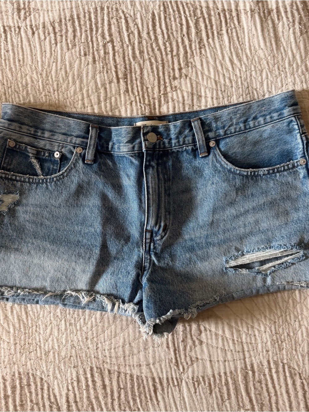 Madewell Distressed Light Blue Denim Cutoff Shorts